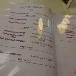 Napfényes Étterem & Cukrászda - Ferenciek tere Budapest - Étlap/itallap